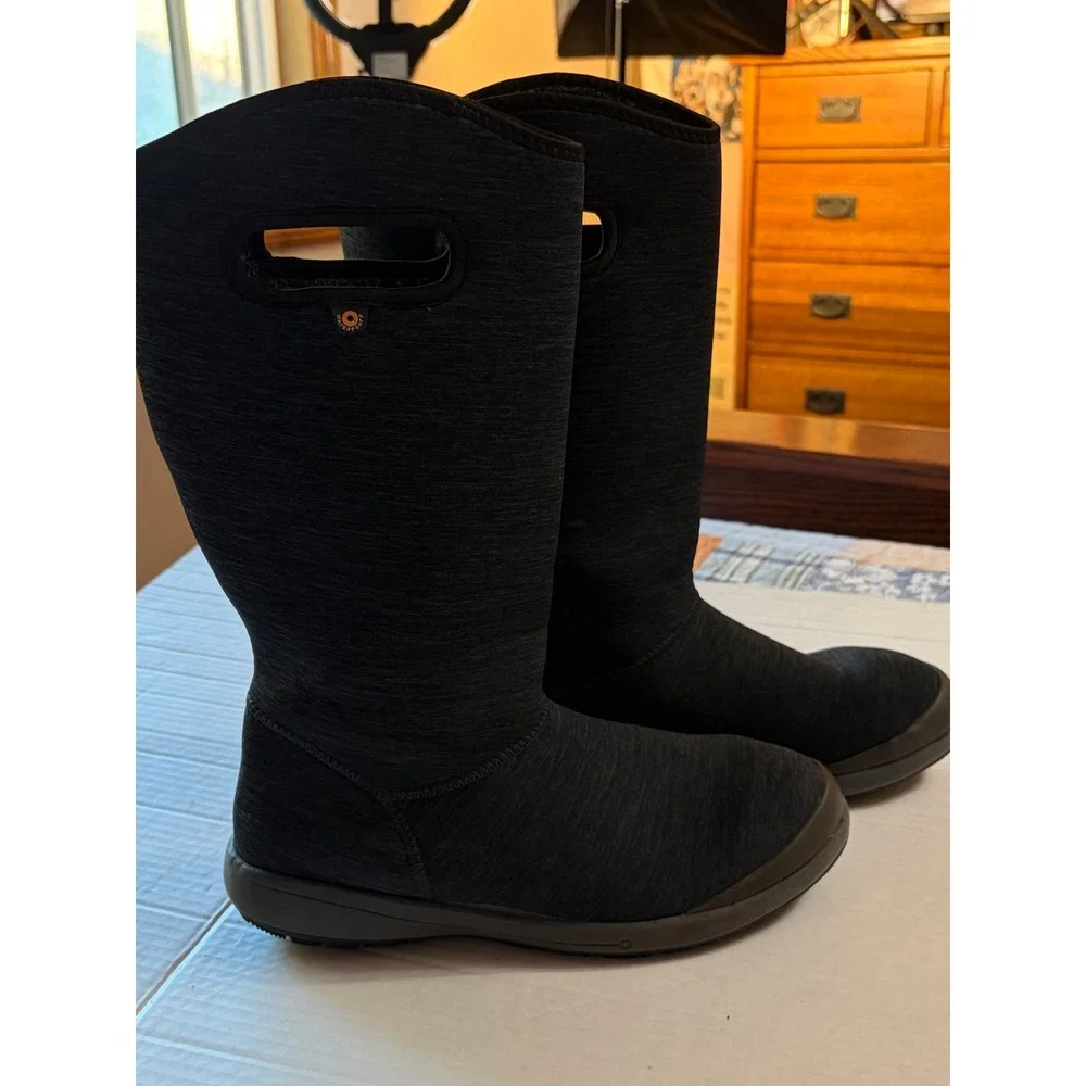Bogs Charlie Tall Black Melange Waterproof Winter Boots Womens 9 72416-009